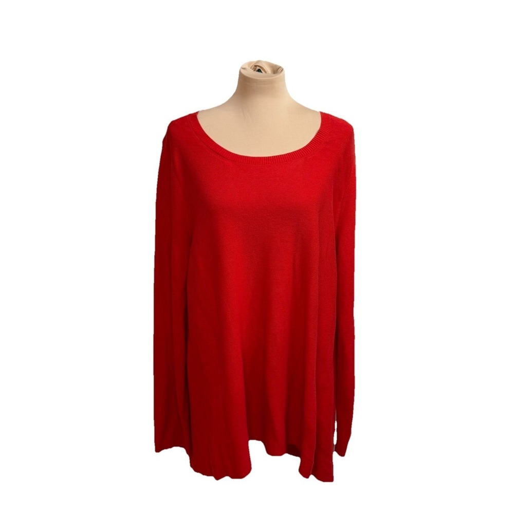 Eileen Fisher‎ Red Organic Linen Cotton Knit Transitional Sweater Sustainable 2X